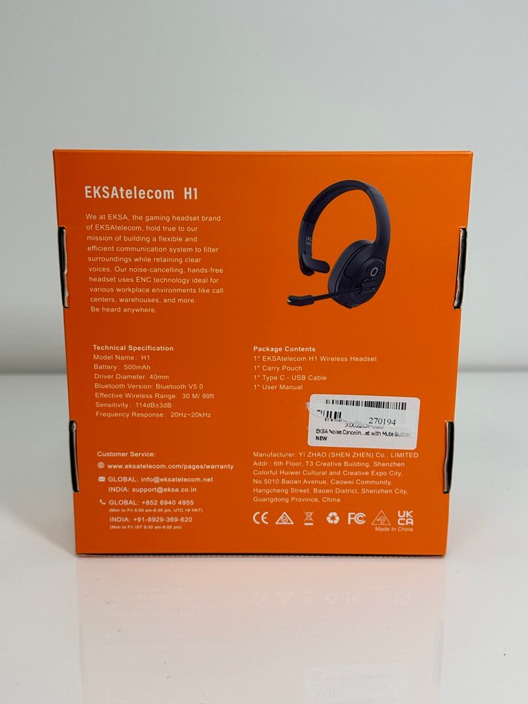 EKSA Noise Cancelling Trucker Bluetooth Headset com Microphone Wireless AI-Powered - Imagem 2