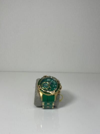 INVICTA Mens Watch Gold and Green W/ Silicone Band