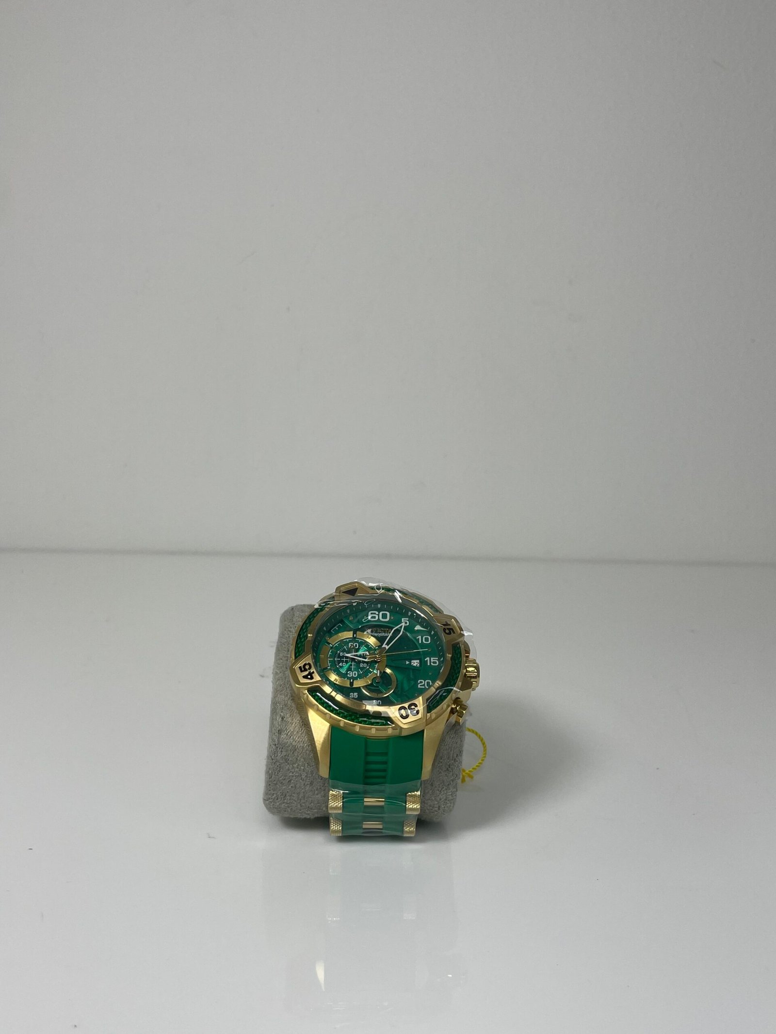 INVICTA Mens Watch Gold and Green W/ Silicone Band