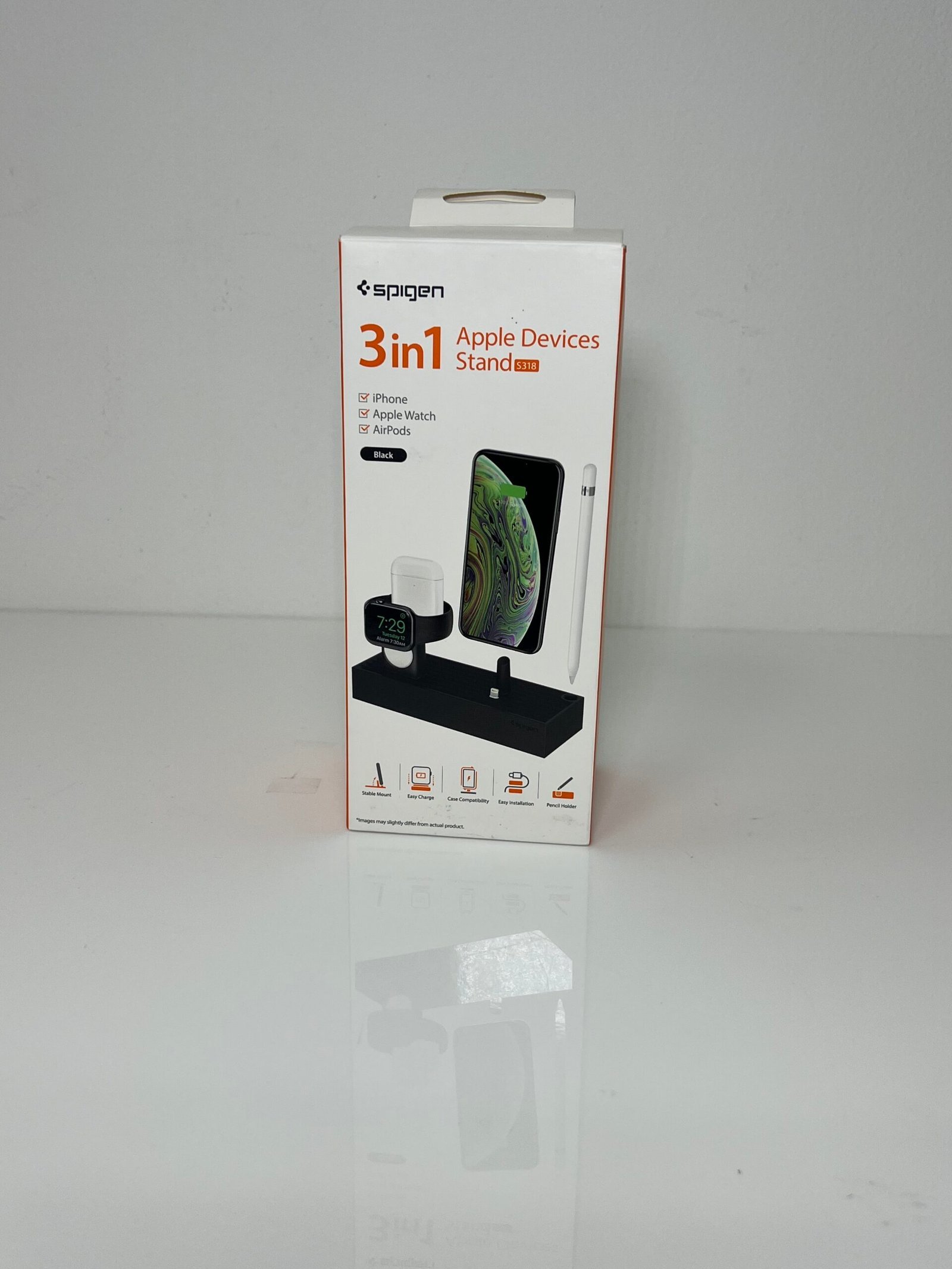 Estação de Carregamento para Produtos Apple - Spigen 3 in 1 Charging Station Designed for iPhone Stand, Apple Watch Stand All Series