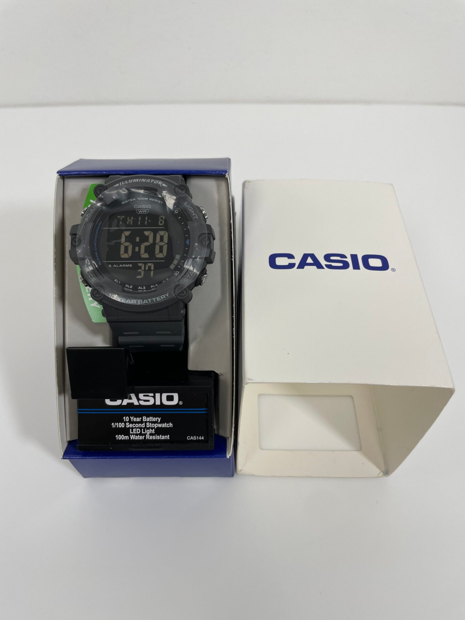 RelogioCasio Illuminator AE1500WH Series | 10-Year Battery | LED Backlight | 5-Alarms | 1/100 Sec Stopwatch | Men's Digital Watch