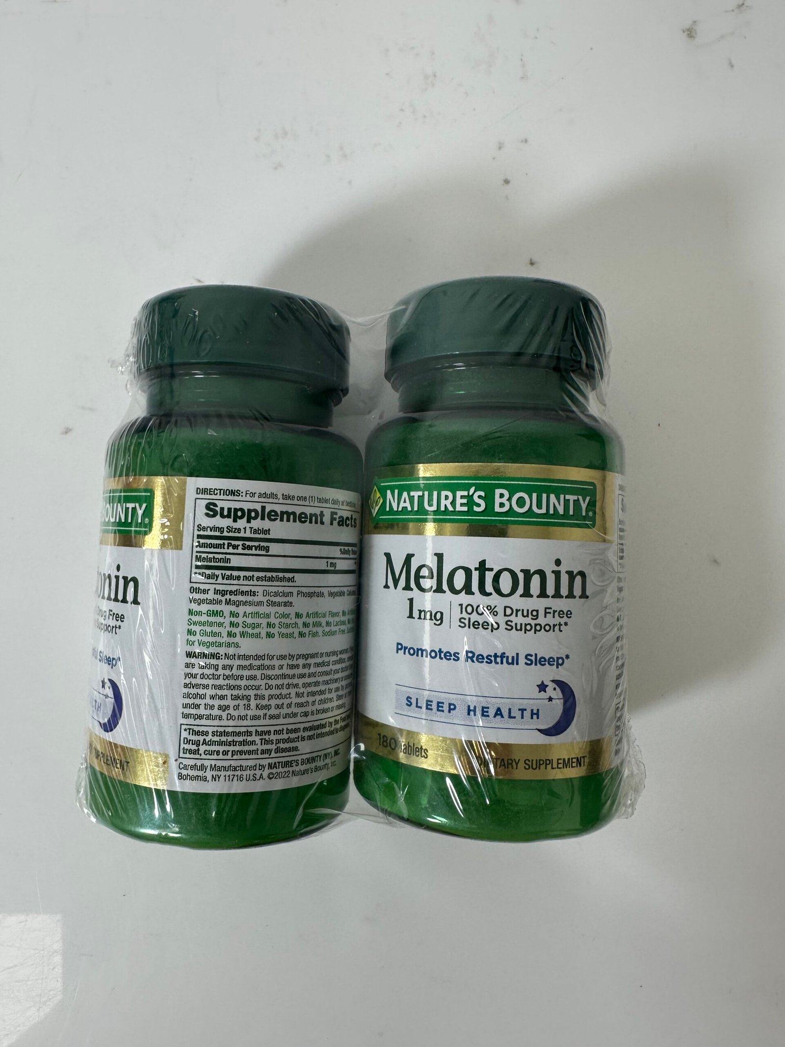 Nature`s Bounty - Melatonin 1mg - Pack com 2 unidades de 180 Tablets