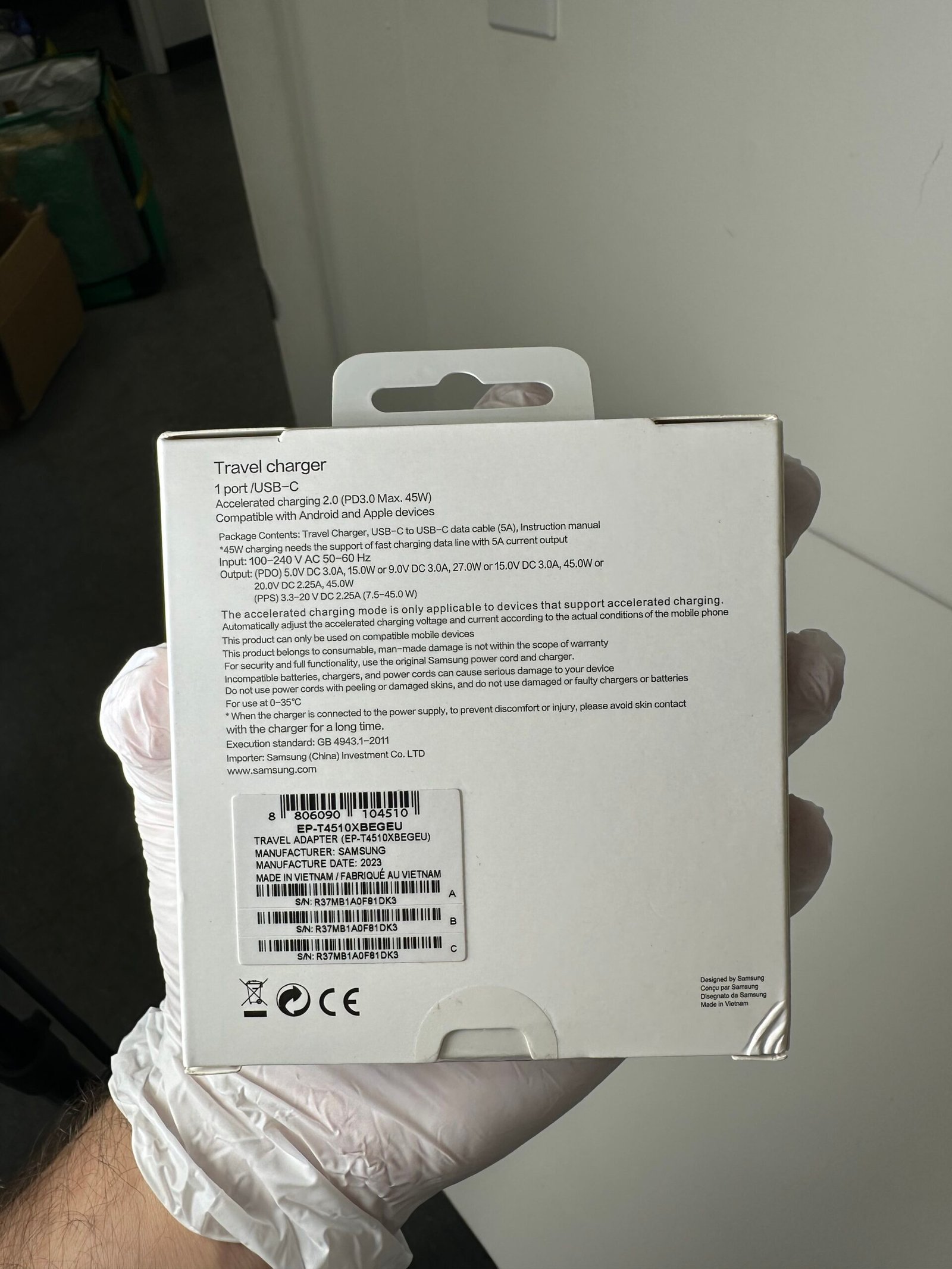 Samsung - 45W PD Adapter - USB-C to USB-C Cable - Produto Novo (lacrado) - Imagem 2