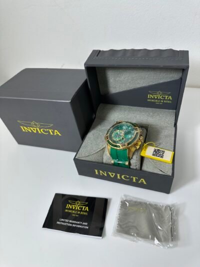 Invicta- Aviator Model: 36428 - Men's Watch - 54mm, Green and Gold - Produto Novo (na caixa)