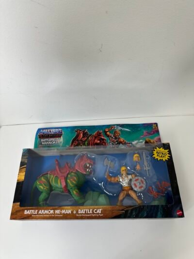 Masters of The Universe - Battlefield Warrior Powerful Protectors of Eternia - He-Man and Battle Cat - Produto Novo (Na Caixa)