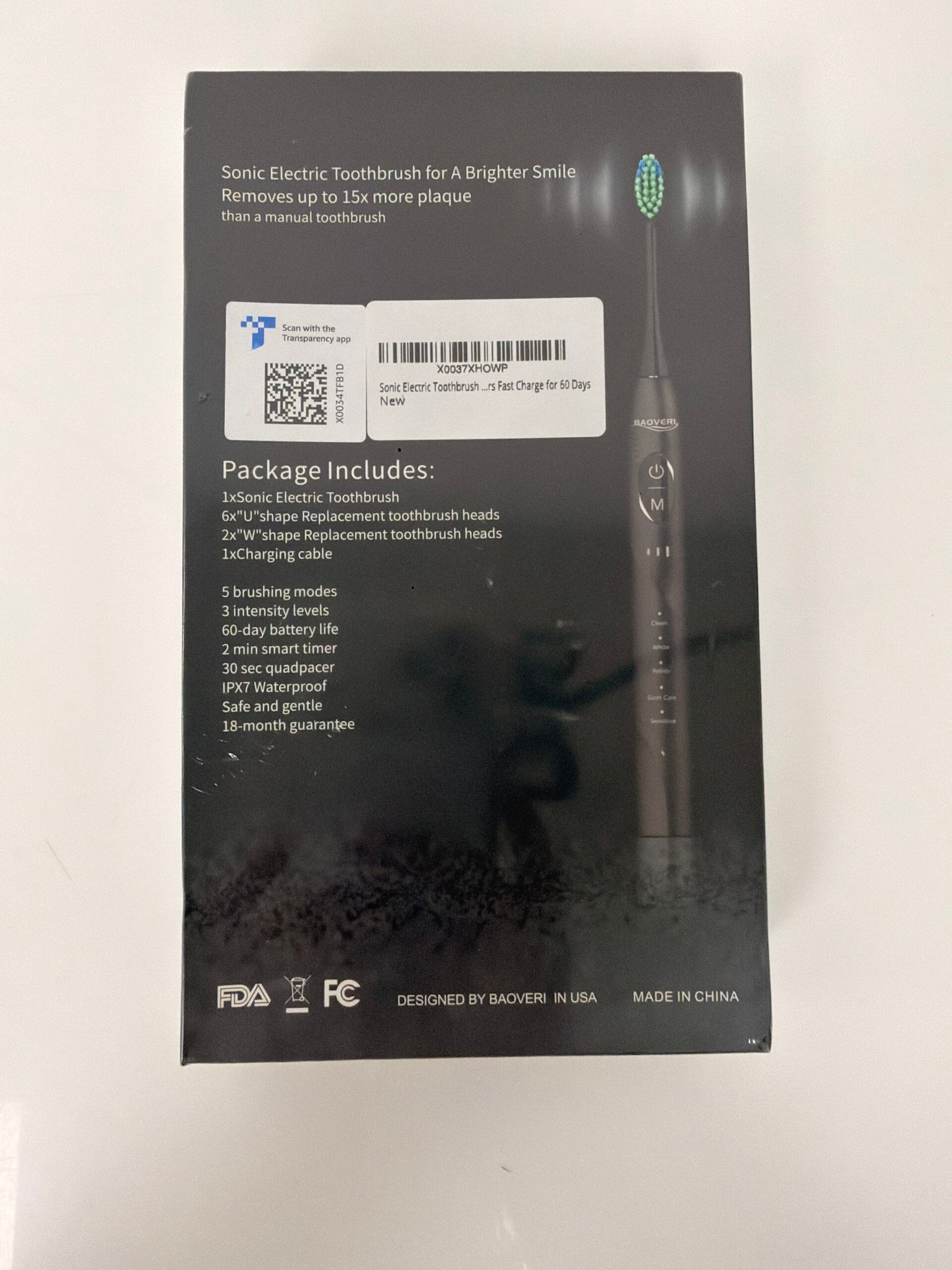 Electric Toothbrush with 7niu and 6niu 8 Brush Heads for Adults Rechargeable 5 Modes, 3 Levels- Escova de Dentes Eletrica - Produto Novo (Lacrado) - Imagem 3