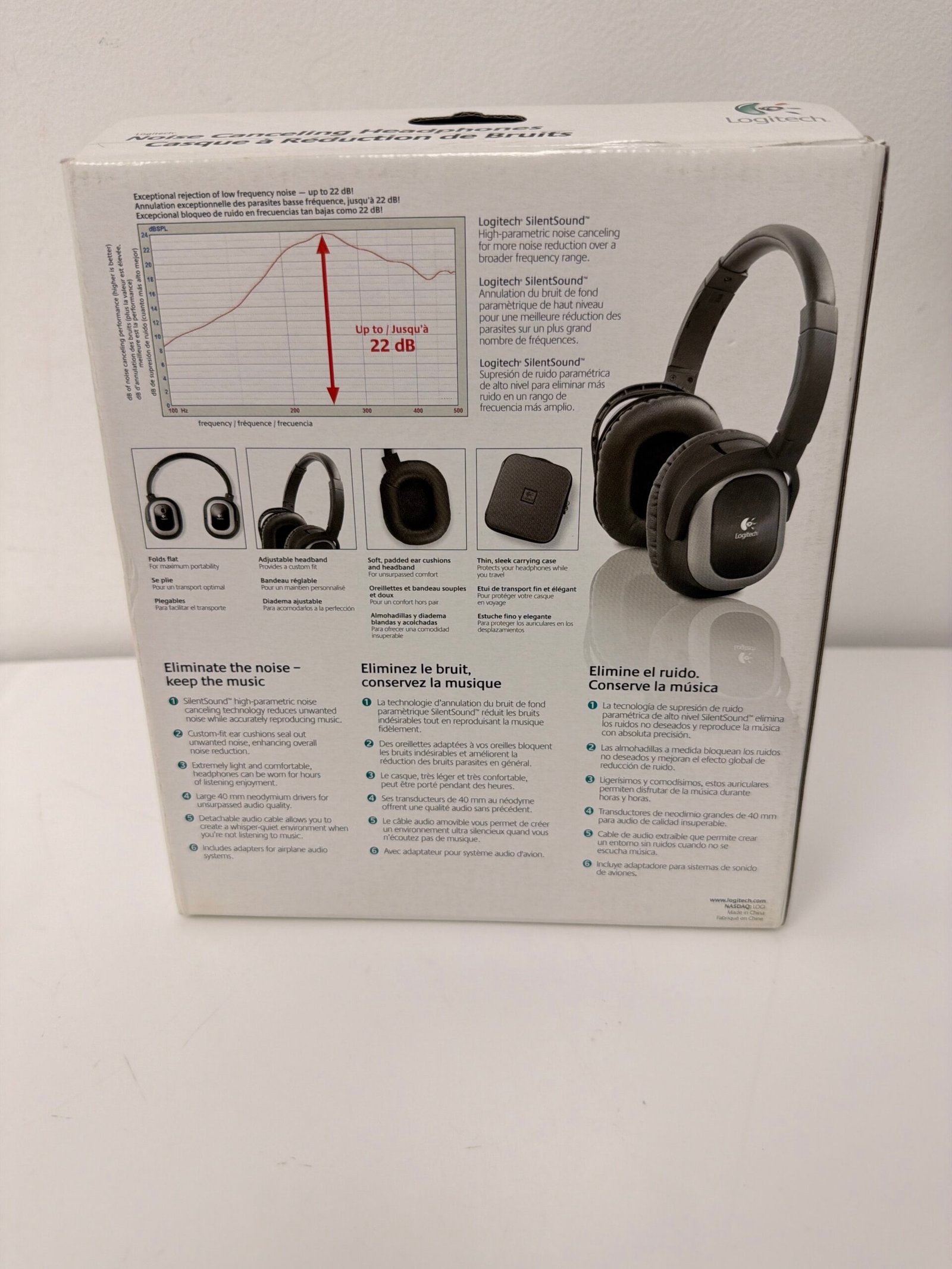 Logitech Noise-cancelling Headphones Grey/Black -980409 Produto (Novo) - Imagem 2