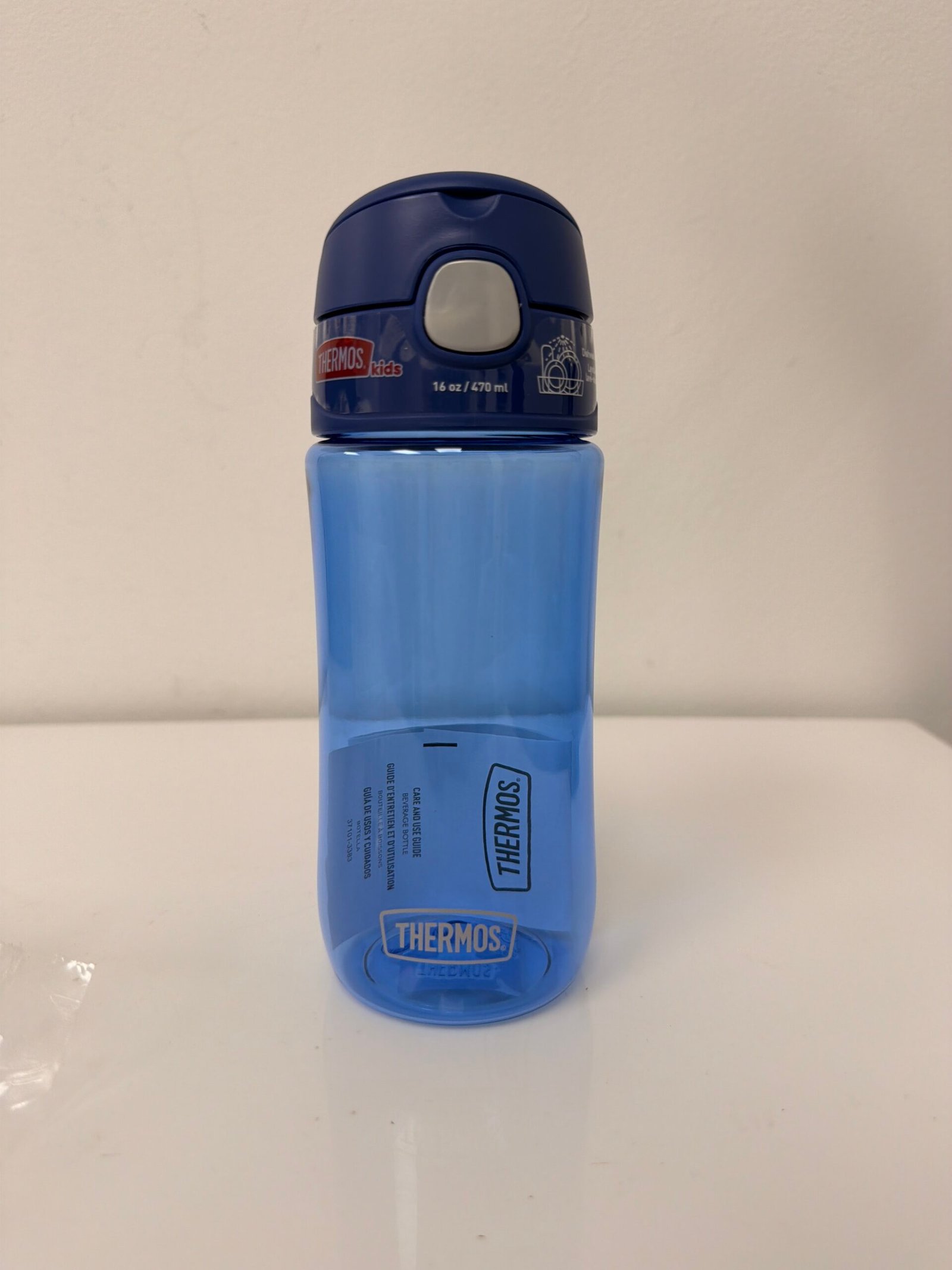 THERMOS Kids Funtainer Tritan Bottle, Navy,16oz 470ml, Plastic, Leak-Proof, Dishwasher Safe, Kids Bottle(Novo)