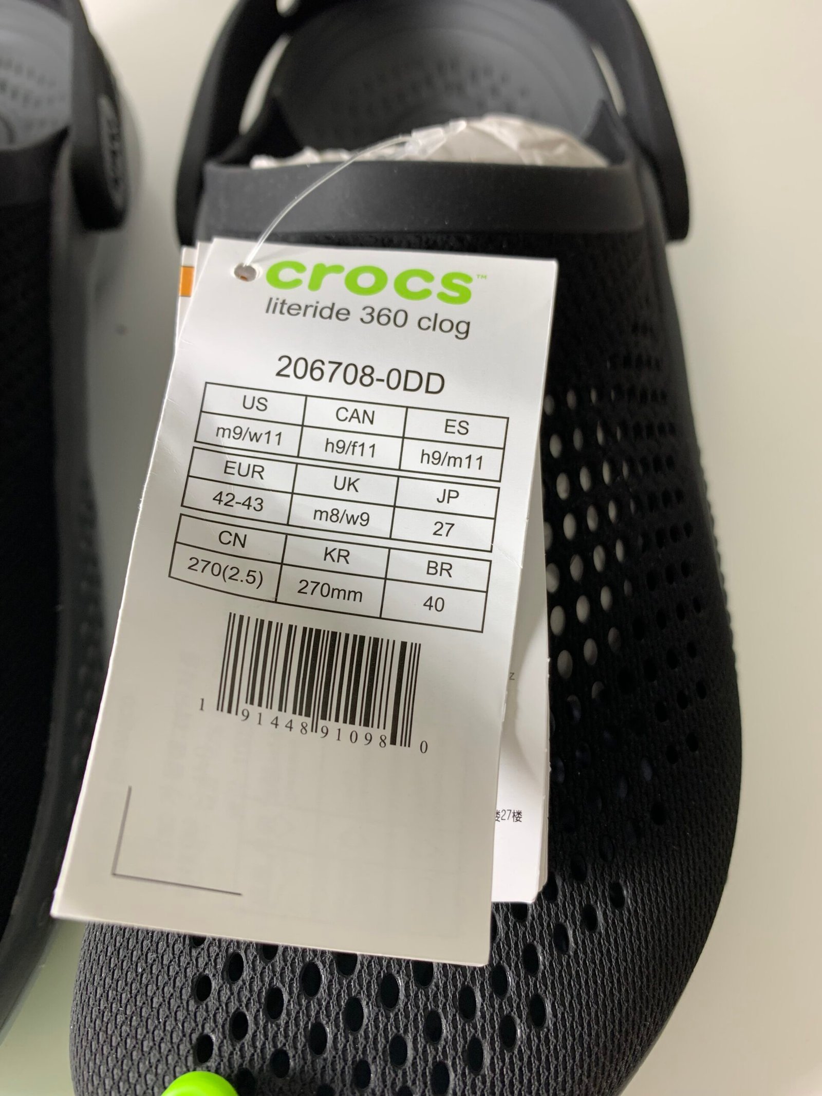 Original Crocs Unisex LiteRide 360 Clogs - Black - USED - SIZE M9-W11 - Imagem 2