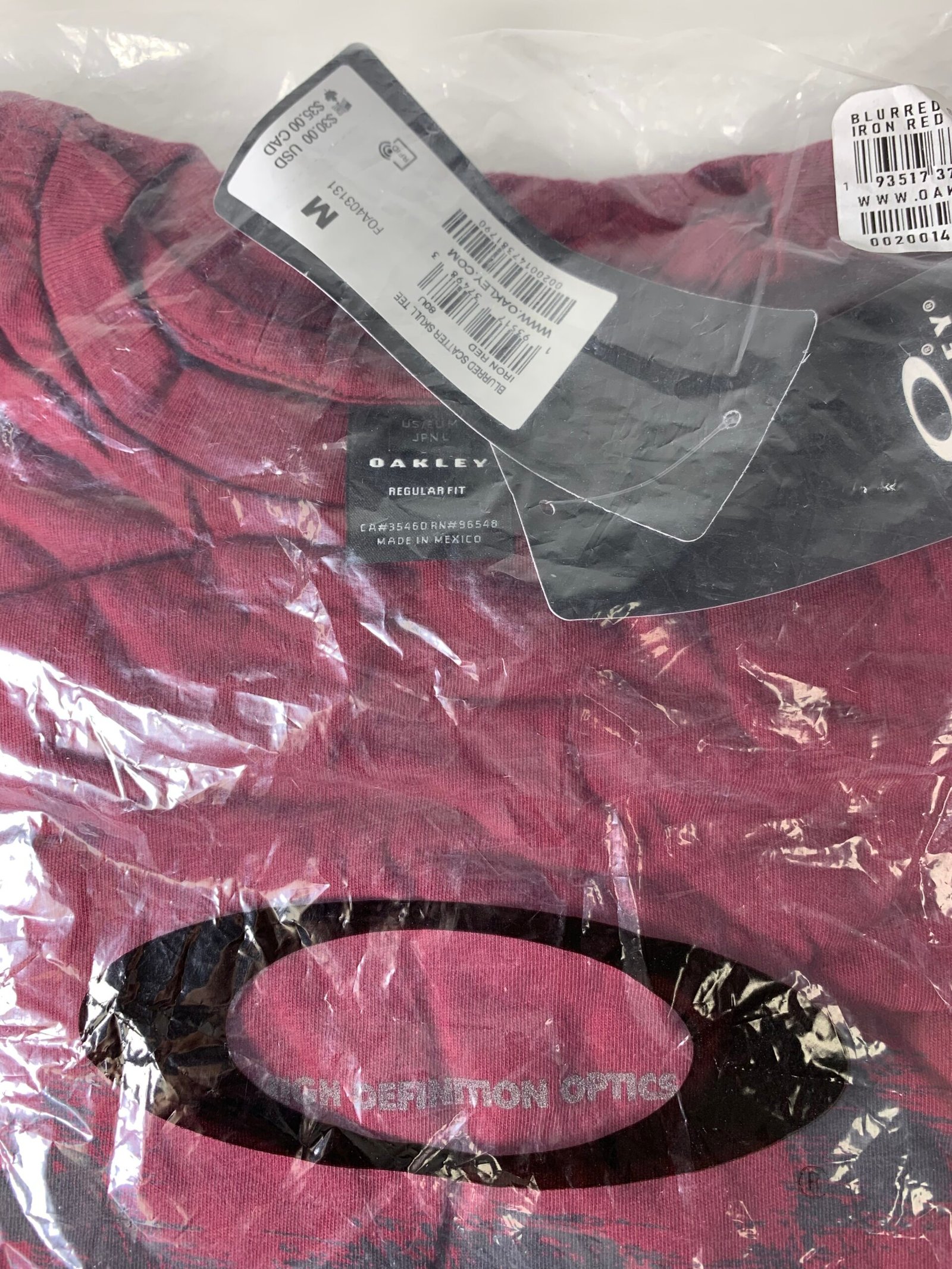 Camiseta Oakley Men's Red and Burgundy T-shirt Size: M- Produto Novo - Imagem 2