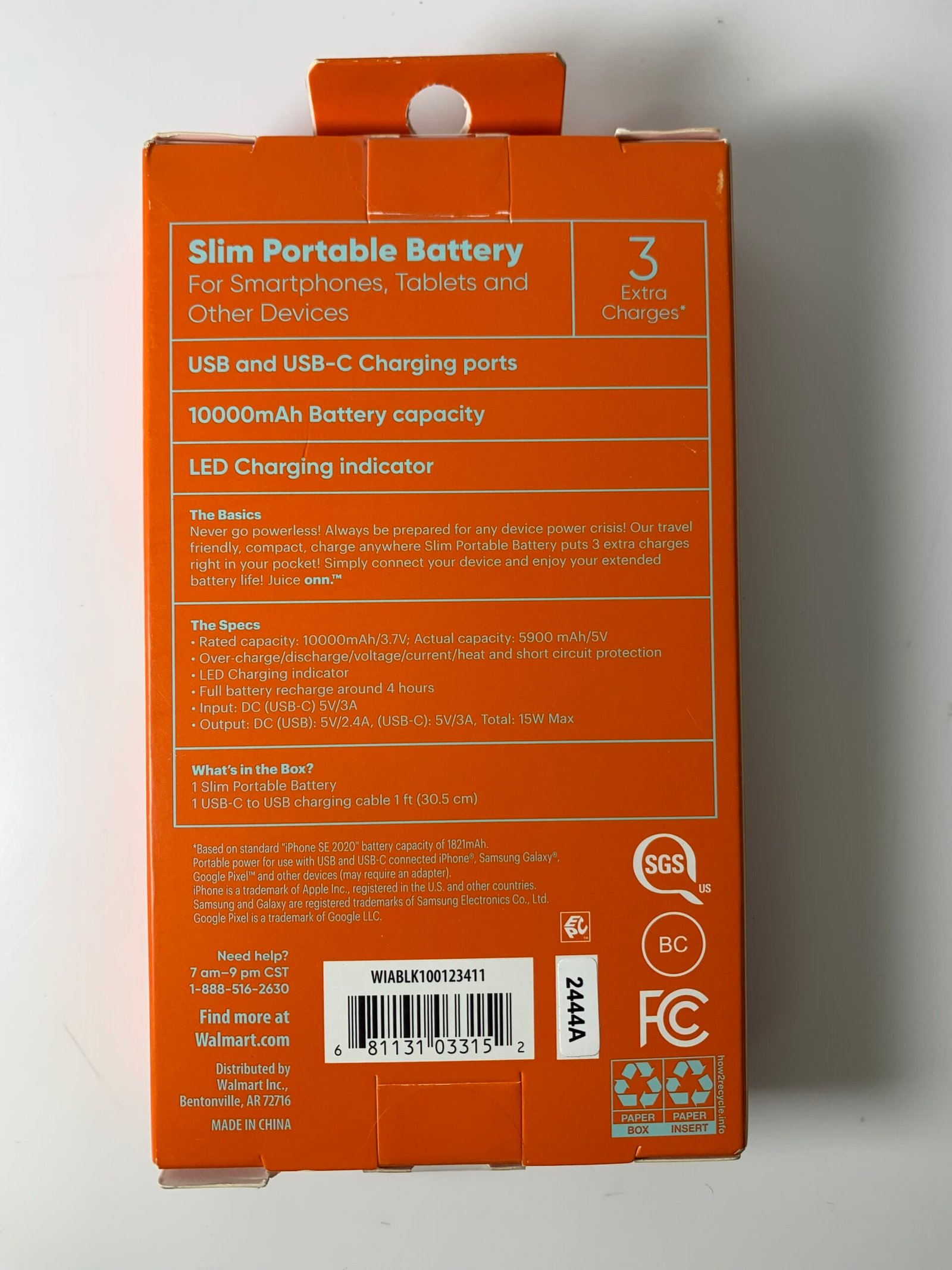 Portable Onn. Battery, 10,000 mAhProduto(Novo) - Imagem 3