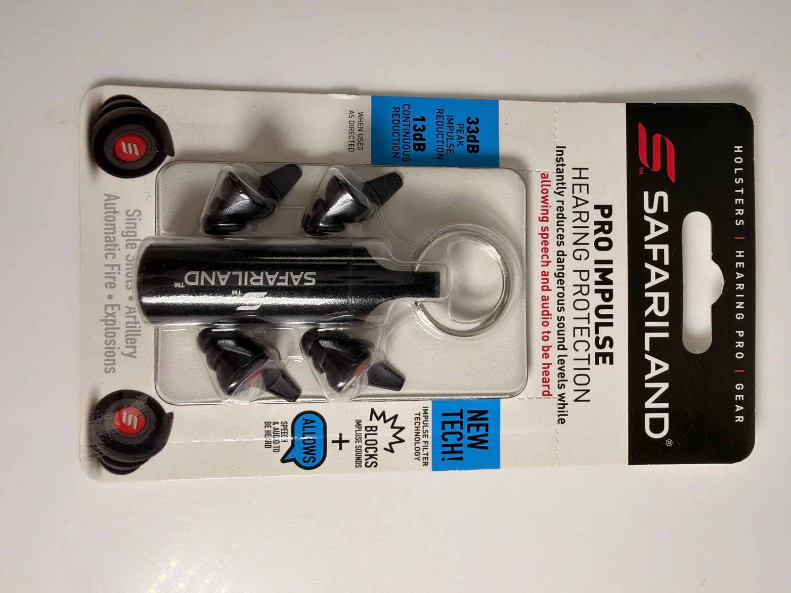 Safariland® Pro Impulse Hearing Protection w/ Case, 33 dB Peak Impulse Reduction(novo)