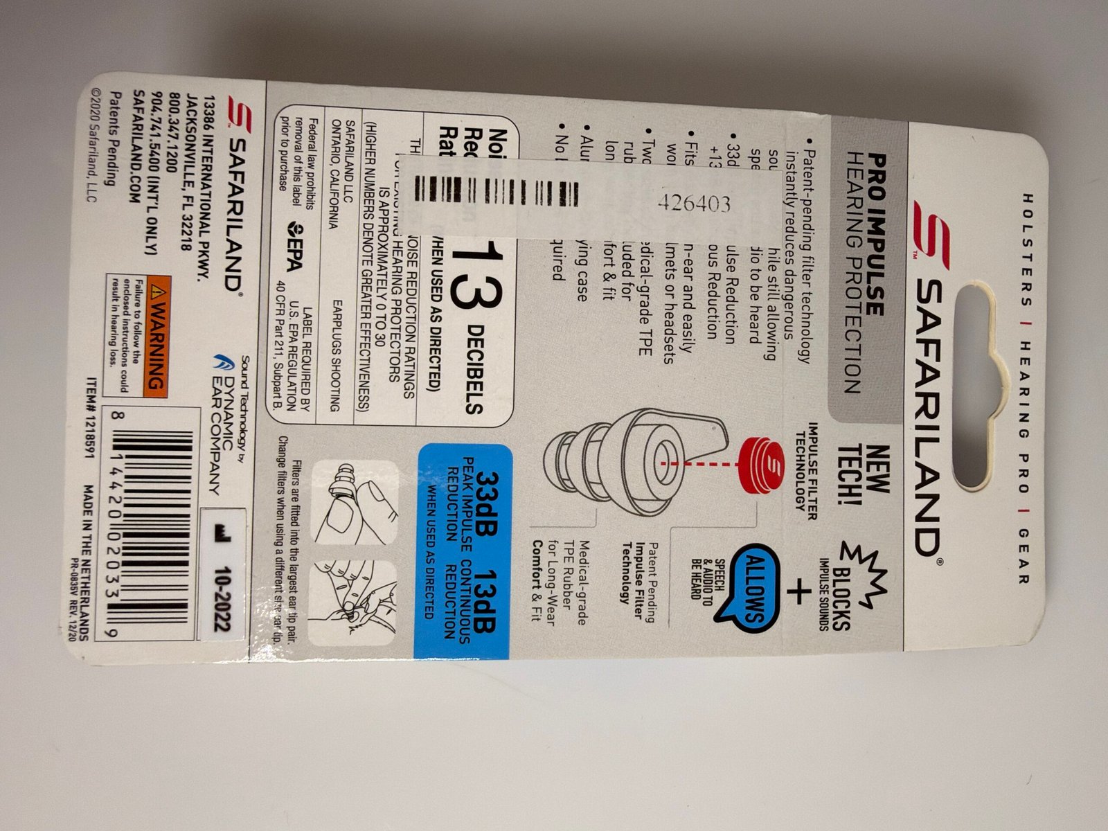 Safariland® Pro Impulse Hearing Protection w/ Case, 33 dB Peak Impulse Reduction(novo) - Imagem 2