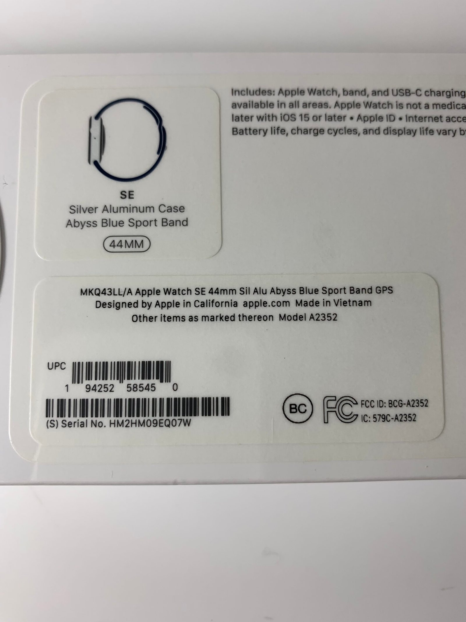 Apple Watch SE GPS, 44mm Space Gray Aluminum Case w Blue Sport Band Model A2352 (Produto Novo)(Lacrado) - Imagem 6