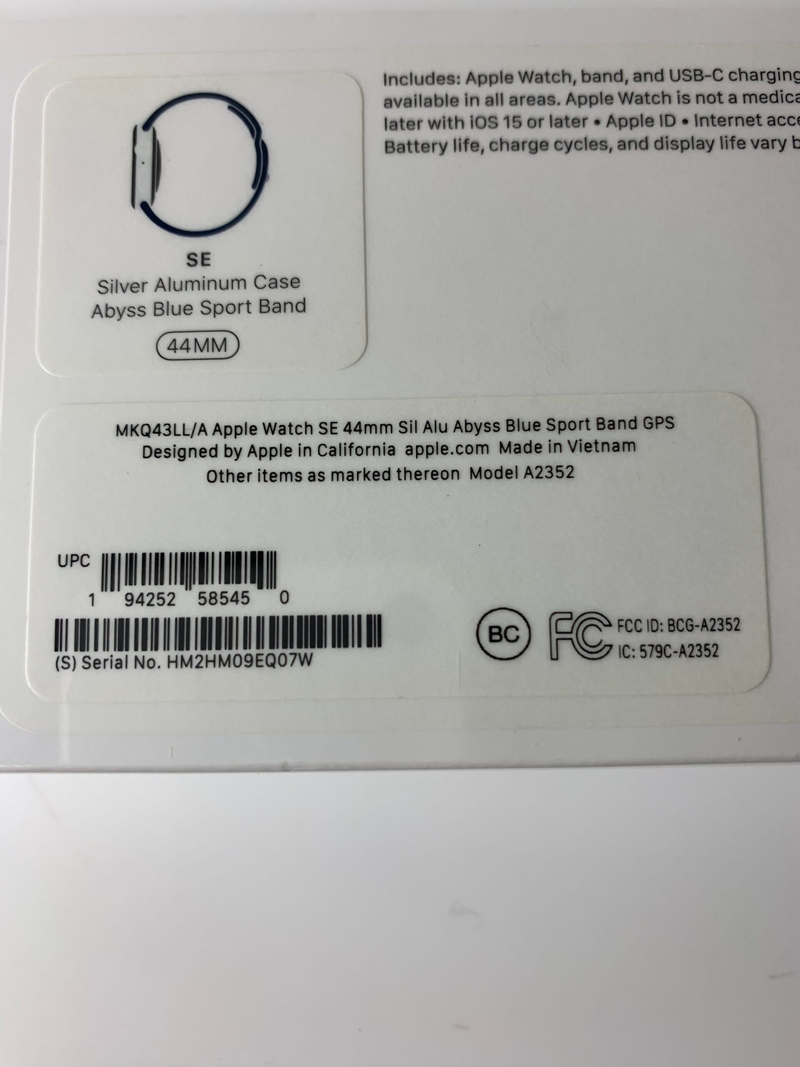 Apple Watch SE GPS, 44mm Space Gray Aluminum Case w Blue Sport Band Model A2352 (Produto Novo)(Lacrado) - Imagem 4