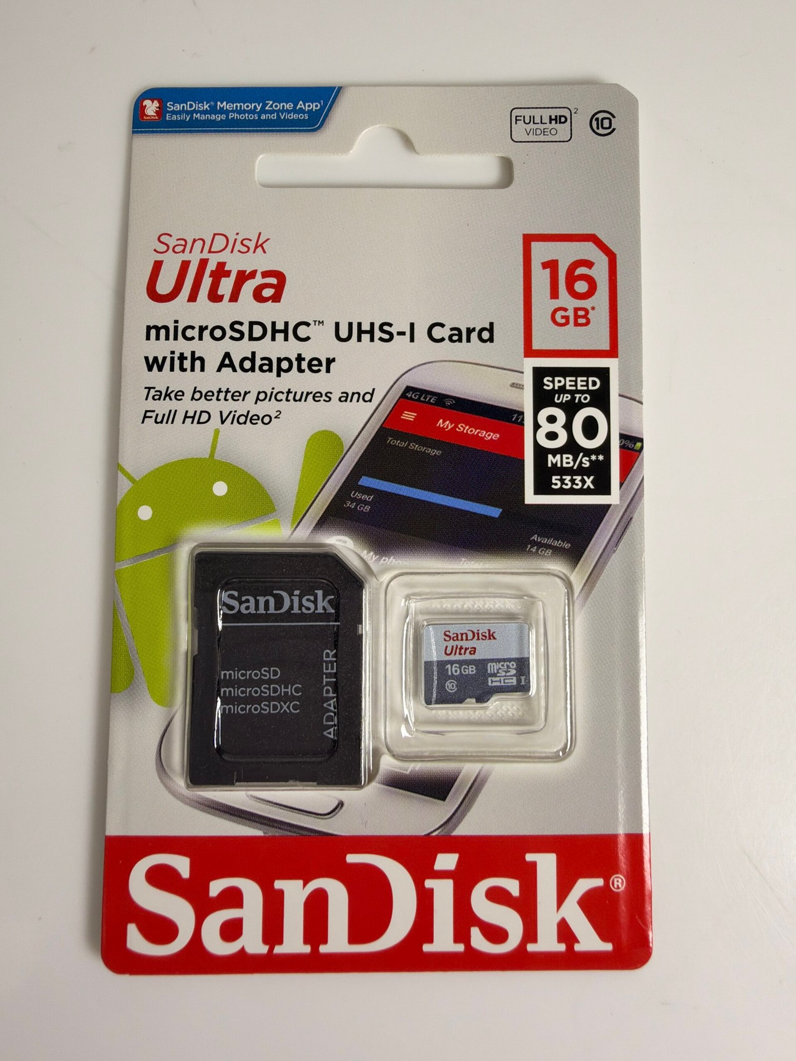 SanDisk Micro SD Card Ultra 16GB- Produto Novo (Lacrado)