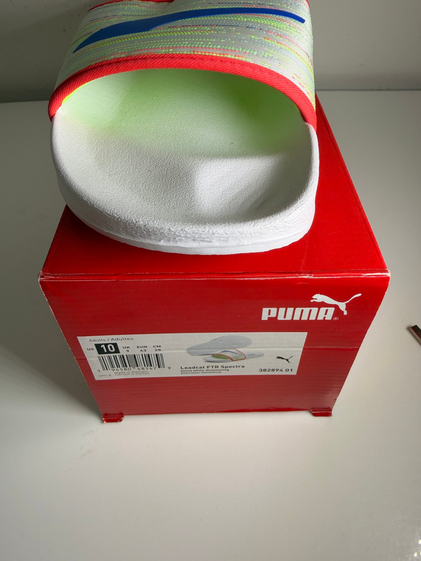 PUMA Leadcat Ftr Spectra Slides Mens White Casual Sandals 382894-01 size 10 - Imagem 3