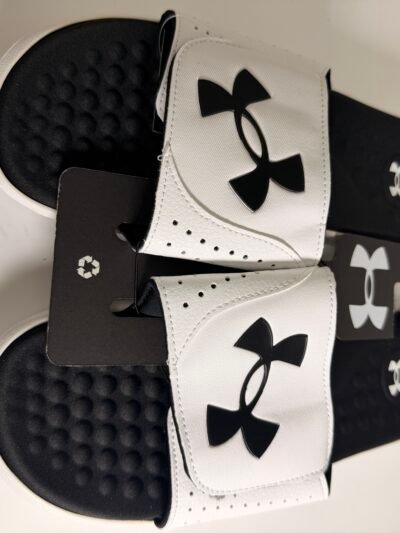 UNDER ARMOUR MEN'S IGNITE PRO SLIDES/SANDALS: WHITE/BLACK: NEW WITH TAGS: