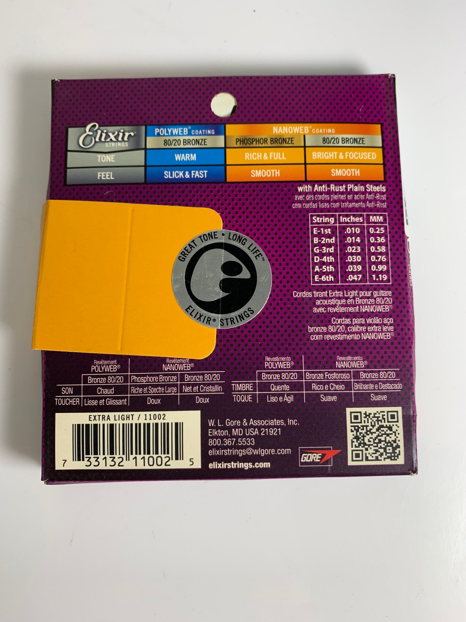 Elixir Acoustic Guitar Strings, 6-String, Extra Light NANOWEB Coating 11002 - Imagem 2